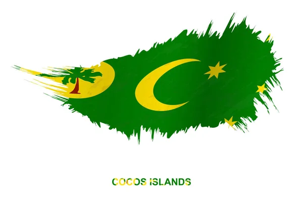 Bandera Cocos Islands Estilo Grunge Con Efecto Ondulante Vector Grunge — Archivo Imágenes Vectoriales