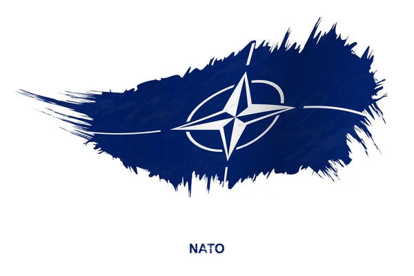 Nato Flagge Grunge Stil Mit Welleneffekt Vektor Grunge Pinselstrich Flagge — Stockvektor