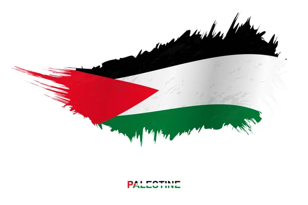 팔레스타인의 국기흔들기 효과와 Grunge 스타일 Grunge 브러시 스트로크 플래그 — 스톡 벡터