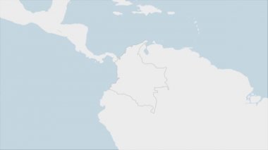 Kolombiya haritası Kolombiya bayrağı renkleri ve ülke başkenti Bogota 'nın broşu ile vurgulandı..