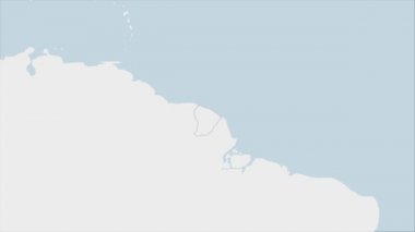 Fransız Guyanası haritası, komşu Amerikan ülkelerinin haritası olan Fransız Guyanası bayrak renkleri ve ülke başkenti Cayenne 'in broşu ile vurgulandı.