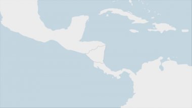 Nikaragua haritası Nikaragua bayrak renkleri ve ülke başkenti Managua 'nın broşu ile vurgulandı, komşu Amerikan ülkelerinin haritası.