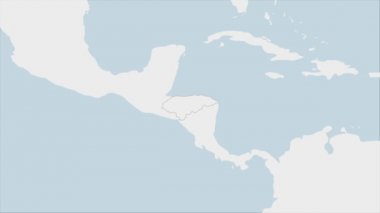 Honduras haritası Honduras bayrak renkleri ve ülke başkenti Tegucigalpa 'nın broşu ile vurgulandı..