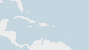 Dominik Cumhuriyeti haritası Dominik Cumhuriyeti bayrak renkleri ve ülke başkenti Santo Domingo 'nun broşu ile vurgulandı, komşu Amerikan ülkeleriyle harita.