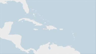 Haiti haritası Haiti bayrak renkleri ve ülke başkenti Port-au-Prince 'in iğnesi ile vurgulandı..
