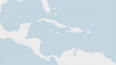 Jamaika haritasında Jamaika bayrağı renkleri ve ülke başkenti Kingston 'un broşu vurgulandı, komşu Amerikan ülkeleriyle harita.