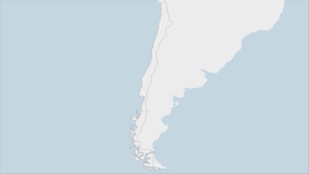 Mapa Chile Podkreślona Kolorami Flagi Chile Pin Stolicy Kraju Santiago — Wideo stockowe