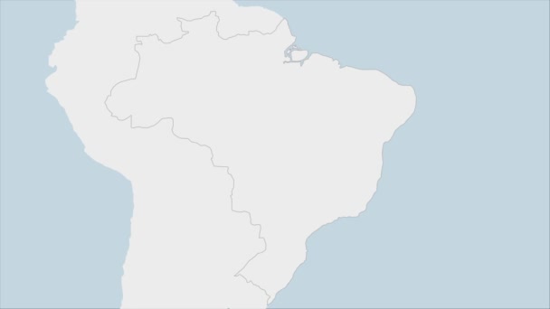 Mapa Brasil Resaltado Colores Bandera Brasil Pin Capital Del País — Vídeo de stock