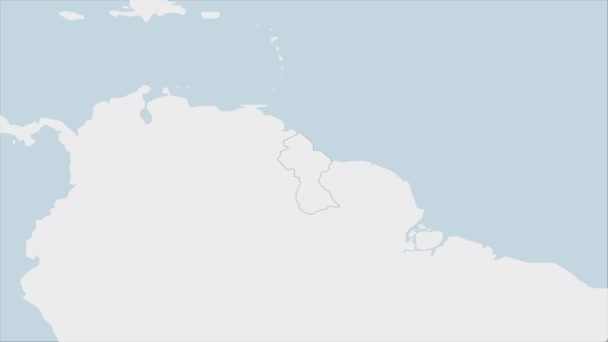 Guyana Karta Markerad Guyana Flagga Färger Och Stift Landets Huvudstad — Stockvideo