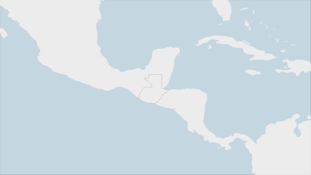 Mappa Guatemala Evidenziata Nei Colori Negli Spilli Della Bandiera Guatemalteca — Video Stock