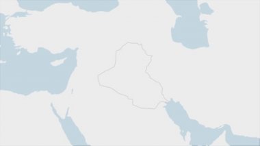 Irak haritası Irak 'ın bayrak renkleri ve ülke başkenti Bağdat' ın broşu ile vurgulandı, komşu Asya ülkeleriyle harita.