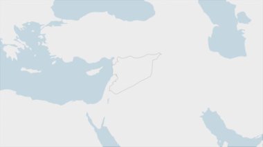 Suriye haritası Suriye bayrak renkleri ve ülke başkenti Şam 'ın iğnesi ile vurgulandı, komşu Asya ülkeleriyle harita.