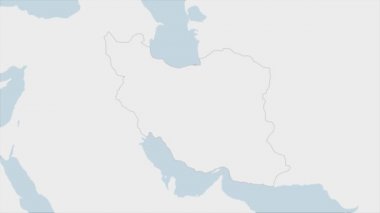 İran haritası, komşu Asya ülkelerinin haritası olan ülke başkenti Tahran 'ın bayrak renkleri ve iğnesi ile vurgulandı.