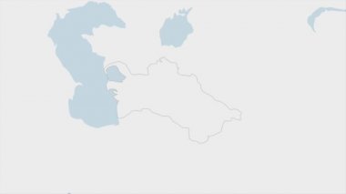 Türkmenistan haritasında Türkmenistan bayrağı renkleri ve ülke başkenti Ashgabat 'ın broşu vurgulandı, komşu Asya ülkelerinin haritası.