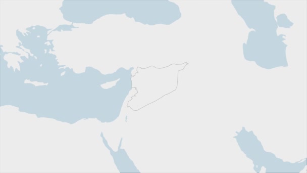 Mapa Siria Resaltado Colores Bandera Siria Pin Capital Del País — Vídeos de Stock