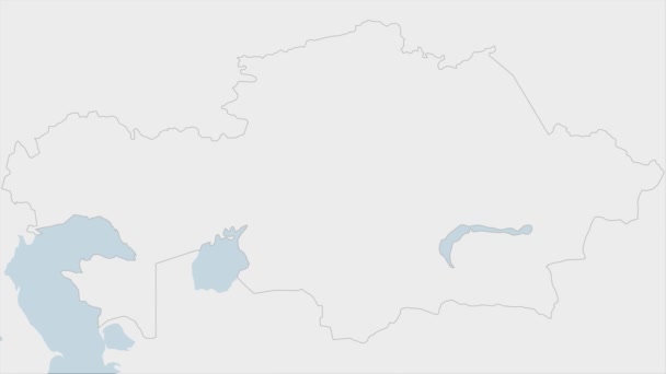 Carte Kazakhstan Mise Évidence Dans Les Couleurs Drapeau Kazakh Épingle — Video