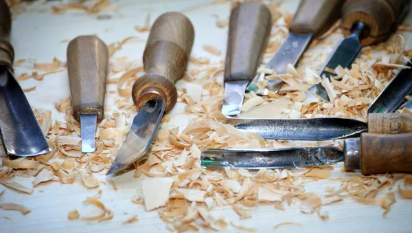 Wood carving tools — Stock Photo, Image