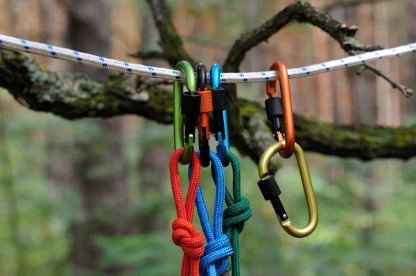 Carabiner climbing close-up. — Stock Photo, Image