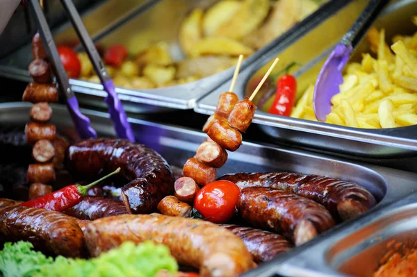 stock image Grilled sausage close-up .