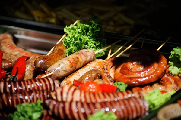 Grilled sausage close-up . — Stock Photo, Image