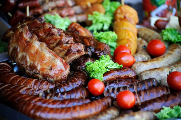 Grilled sausage close-up . — Stock Photo, Image