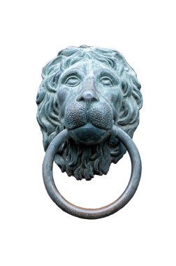 Aslan 'ın eski kapı kolu. Eski metal kapı tokmağı.
