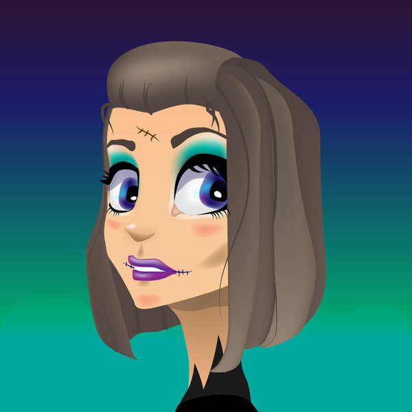 Девушка в костюме на Хэллоуин. Зомби
