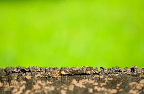 Sol en bois sur fond vert flou . — Photo