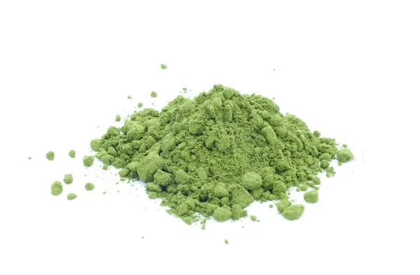 Green tea powder on white background. — Stock Photo, Image