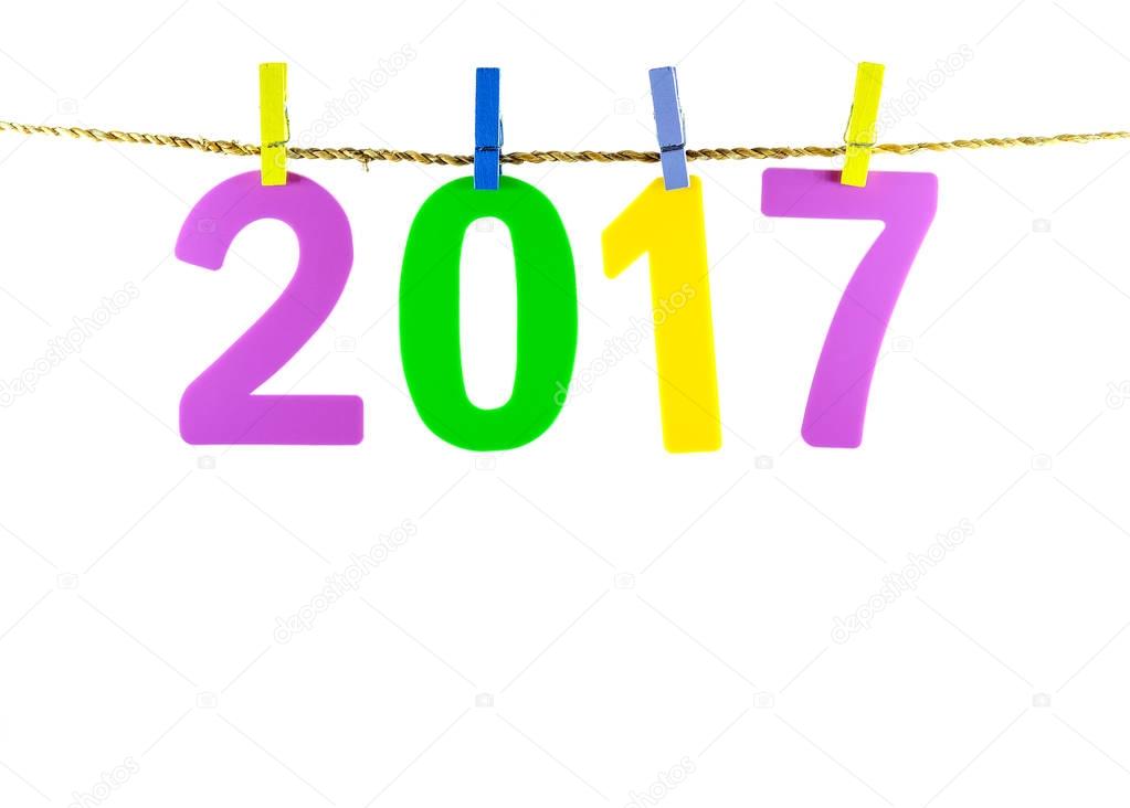New Year 2017 number on white background.