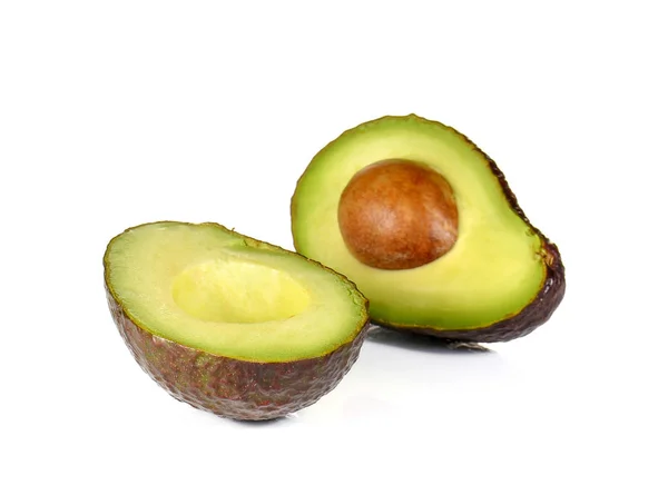 Avocado dark brown cut half on white background. — Stock Photo, Image