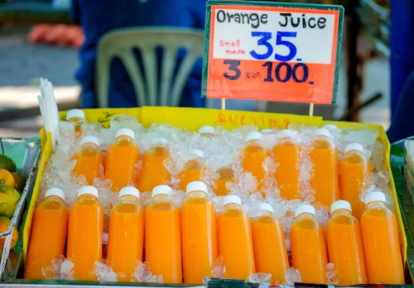 Fresh orange juice for sell on local market. — Stock Photo, Image