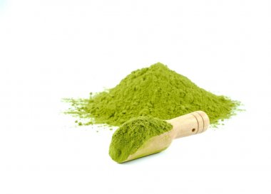 Ahşap çay kaşık çay tozu.