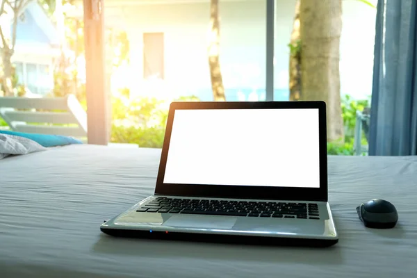 Laptop put on the couch. — Stock Photo, Image