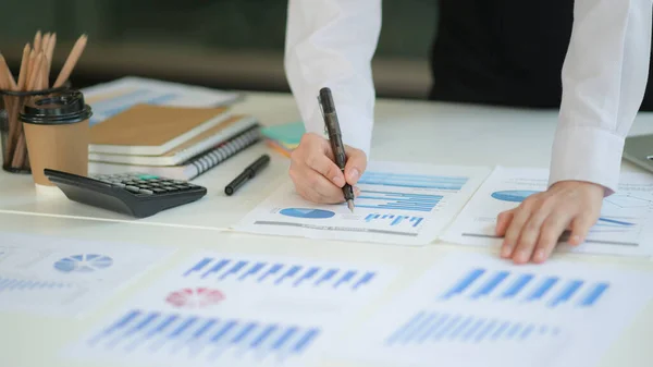 New Generation Business Professionals Analyze Investment Plans Charts Graphs — Stock Photo, Image