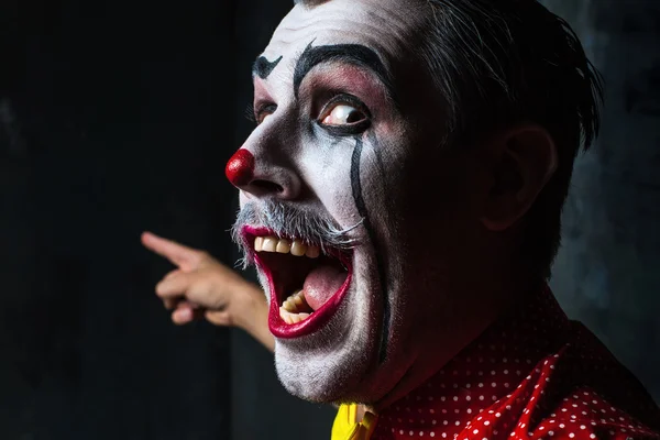 Terrible crazy clown and Halloween theme — Stock Photo, Image