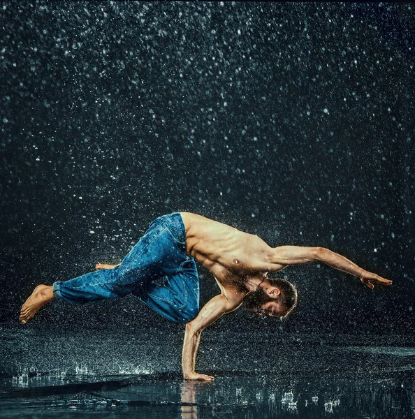 The male break dancer in water.