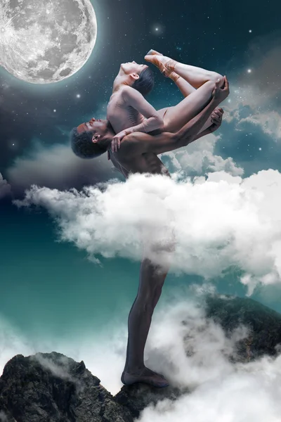 Arka plan gri üzerinde poz bale dansçıları birkaç fantastik