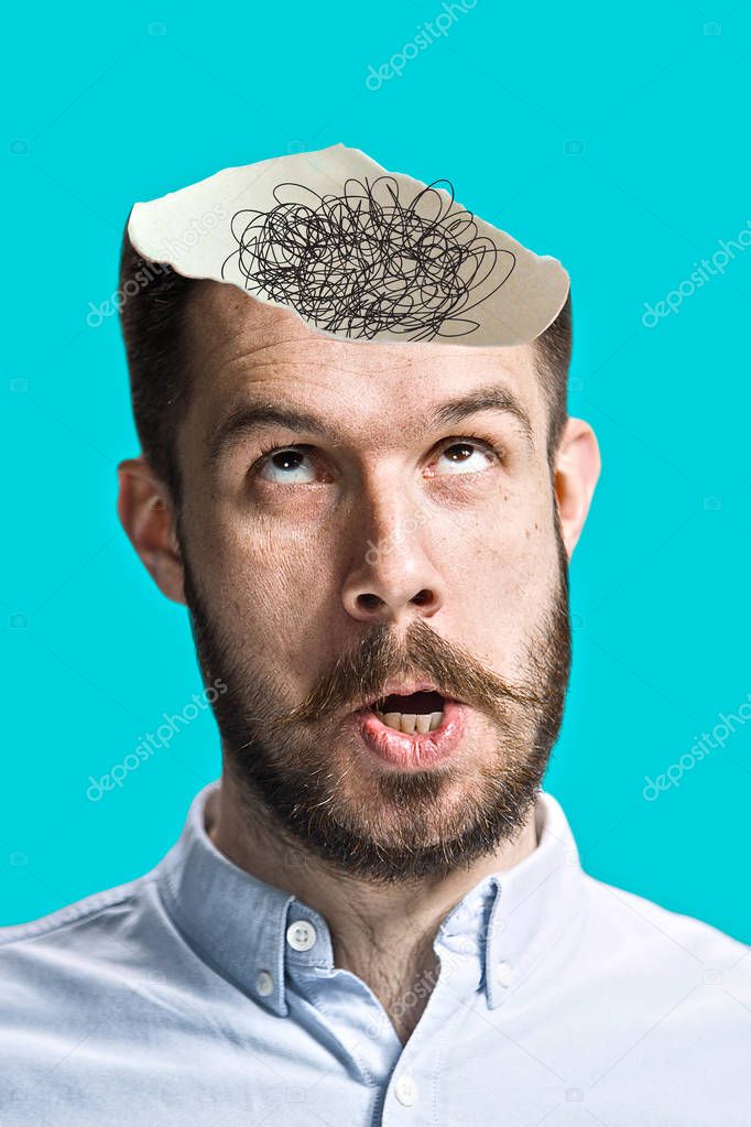 Conceptual image of a open minded man