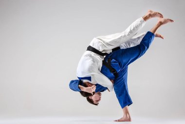 Erkekler mücadele iki judocular savaşçıları