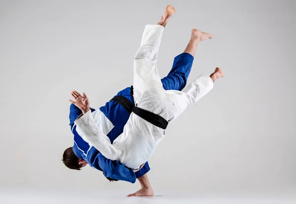 De två judokas fighters slåss män — Stockfoto