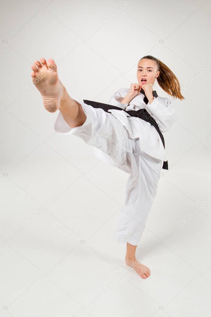 The karate girl with black belt