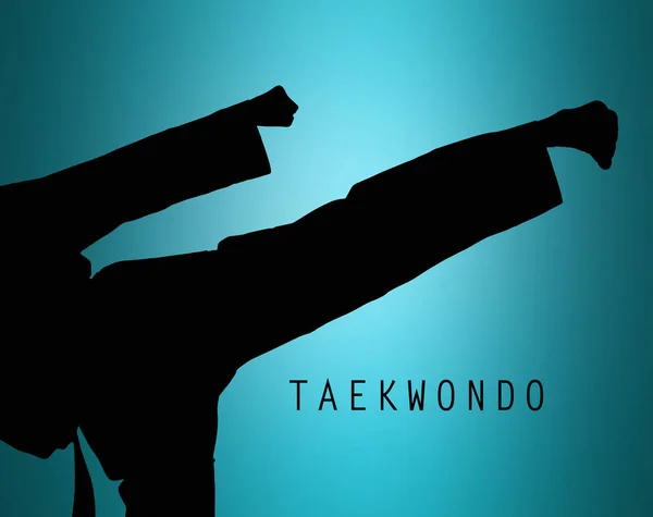 Het silhouet van Man opleiding karate — Stockfoto