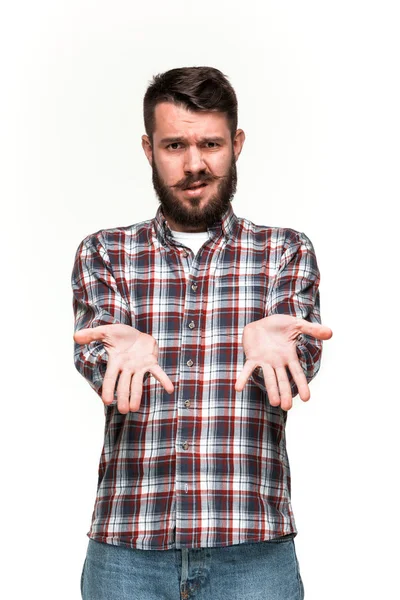 Man is looking pouter. Over white background — Stock Photo, Image