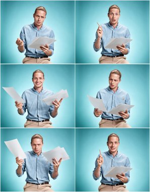 Harika fikir adet kağıt tutan zeki gülümseyen öğrenci