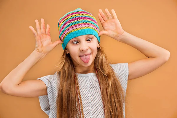 The face of playful happy teen girl — Stock Photo, Image