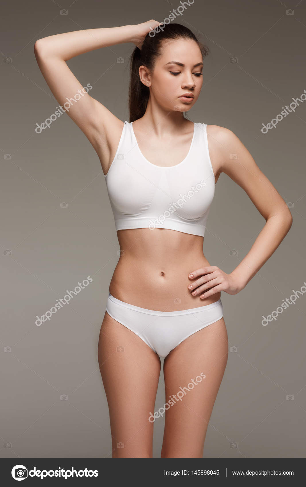 Premium Photo  Be healthy! attractive young woman in white bra