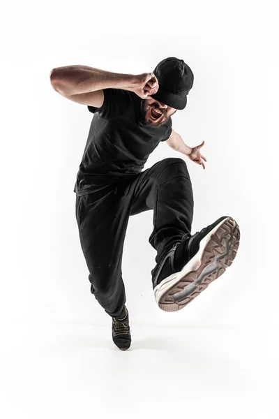 The silhouette of one hip hop male break dancer dancing on white background Royalty Free Stock Photos