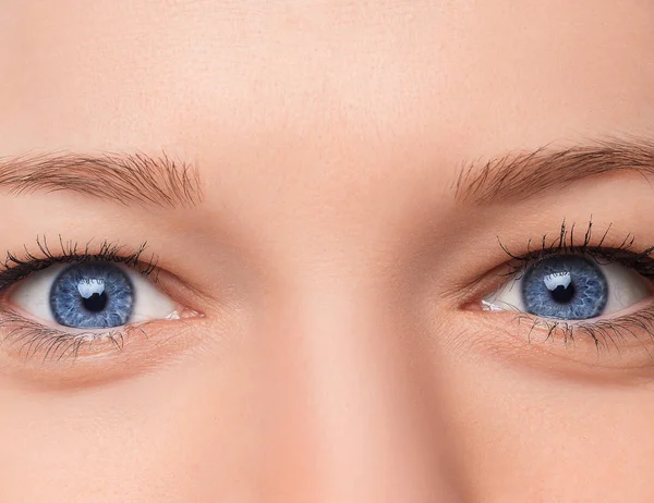Крупный план женского глаза с макияжем дня — стоковое фото