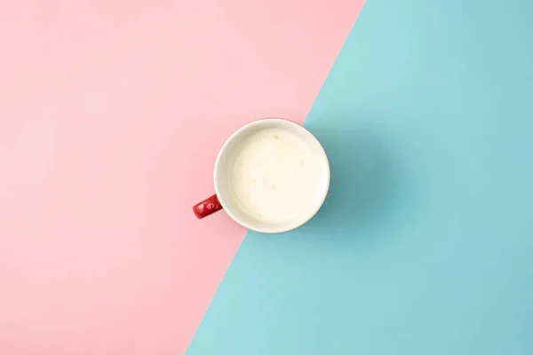 La vue du dessus de tasse de yaourt — Photo